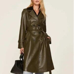 MARISSA WEBB Faux Leather Trench Double Breasted Sz 6
